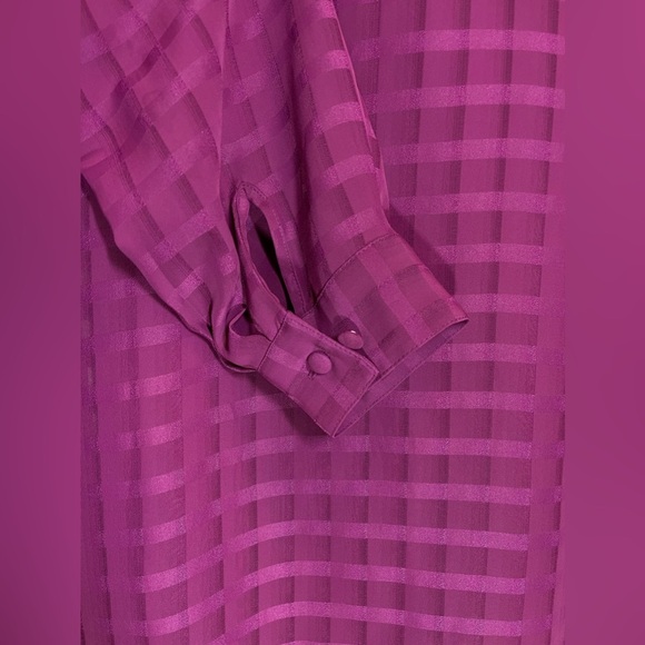 LIZ BAKER Women’s Plus Size Blousr Collared Long Sleeve Sheer Gingham Size 18W - Picture 8 of 9